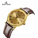 Reef Tiger Designer Dress Watches for Men Yellow Gold Case Leather Strap Date Automatic Watch RGA163