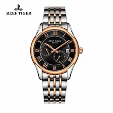 Reef Tiger Business Watch for Men Four Hands Two Tone Watches Automatic Watches with Date RGA165