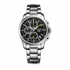 Reef Tiger Mens Sport Chronograph Watch Date Steel Yellow Hands Quartz Watches RGA1663