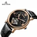 Reef Tiger Men's Tourbillon Watch Date Day Rose Gold Alligator Strap Automatic Watches RGA191