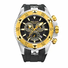Reef Tiger Mens Sport with Date Yellow Gold Chronograph Analog Quartz Watches Rubber Strap RGA303