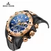 Reef Tiger Sport Watches for Men Chronograph Date Luminous Quartz Watches Rubber Strap RGA303