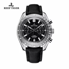 Reef Tiger Sport Watches for Men Chronograph Steel Watches Leather Strap RGA3033