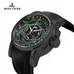 Reef Tiger Mens Chronograph Sport Rubber Strap Quartz Black Steel Watches RGA3063