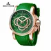 Reef Tiger Mens Chronograph Sport Rose Gold Green Dial Rubber Strap Quartz Watches RGA3063