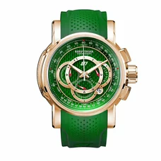 Reef Tiger Mens Chronograph Sport Rose Gold Green Dial Rubber Strap Quartz Watches RGA3063