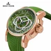 Reef Tiger Mens Chronograph Sport Rose Gold Green Dial Rubber Strap Quartz Watches RGA3063
