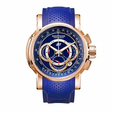 Reef Tiger Chronograph Sport Watches Blue Dial Rubber Strap Quartz Movement RGA3063