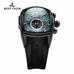 Reef Tiger Men's Sport Watches Black Steel Tourbillon Rubber Strap Automatic Watch RGA3069