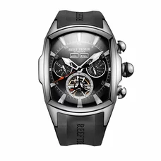 Reef Tiger Luminous Sport Watch for Men Tourbillon Analog Automatic Watches Rubber Strap RGA3069