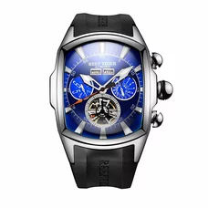 Reef Tiger Luminous Sport Watch for Men Tourbillon Analog Automatic Watches Rubber Strap RGA3069