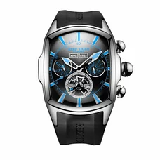 Reef Tiger Luminous Sport Watch for Men Tourbillon Analog Automatic Watches Rubber Strap RGA3069