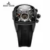 Reef Tiger Men's Sport Watches Black Steel Tourbillon Rubber Strap Automatic Watch RGA3069