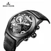Reef Tiger Chronograph Sport Watch with Date Black Steel Skeleton Dial Luminous Watches RGA792