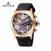 Reef Tiger Luminous Skeleton Watches Men's Rose Gold Sport Watches Leather Strap RGA792