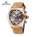 Reef Tiger Luminous Skeleton Watches Men's Rose Gold Sport Watches Leather Strap RGA792