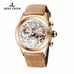 Reef Tiger Luminous Skeleton Watches Men's Rose Gold Sport Watches Leather Strap RGA792