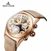 Reef Tiger Luminous Skeleton Watches Men's Rose Gold Sport Watches Leather Strap RGA792