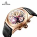 Reef Tiger Luminous Skeleton Watches Men's Rose Gold Sport Watches Leather Strap RGA792
