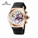 Reef Tiger Luminous Skeleton Watches Men's Rose Gold Sport Watches Leather Strap RGA792
