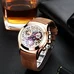 Reef Tiger Luminous Skeleton Watches Men's Rose Gold Sport Watches Leather Strap RGA792
