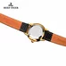 Reef Tiger Couple Watches for Women Ultra Thin Yellow Gold Black Dial Leather Strap Watch RGA820