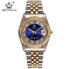 REGINALD Fashion Unisex Watch Luminous Hands Sapphire Gold Stainless Steel Quartz Diamond Dial Watches RE-188-HZBU