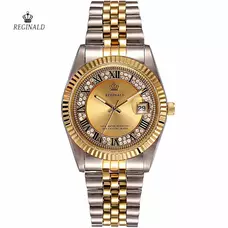 REGINALD Fashion Unisex Watch Luminous Hands Sapphire Gold Stainless Steel Quartz Diamond Dial Watches RE-188-HZGD