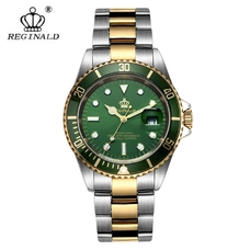 REGINALD Mens Luxury Watches Ceramic Bezel Sapphire Glass Luminous Quartz Silver Gold Two Tone Stainless Steel Watch RE-226GNGD