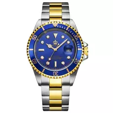 REGINALD Blue Dial Ceramic Bezel Sapphire Glass Luminous Quartz Silver Gold Two Tone Stainless Steel Watch