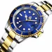 REGINALD Blue Dial Ceramic Bezel Sapphire Glass Luminous Quartz Silver Gold Two Tone Stainless Steel Watch